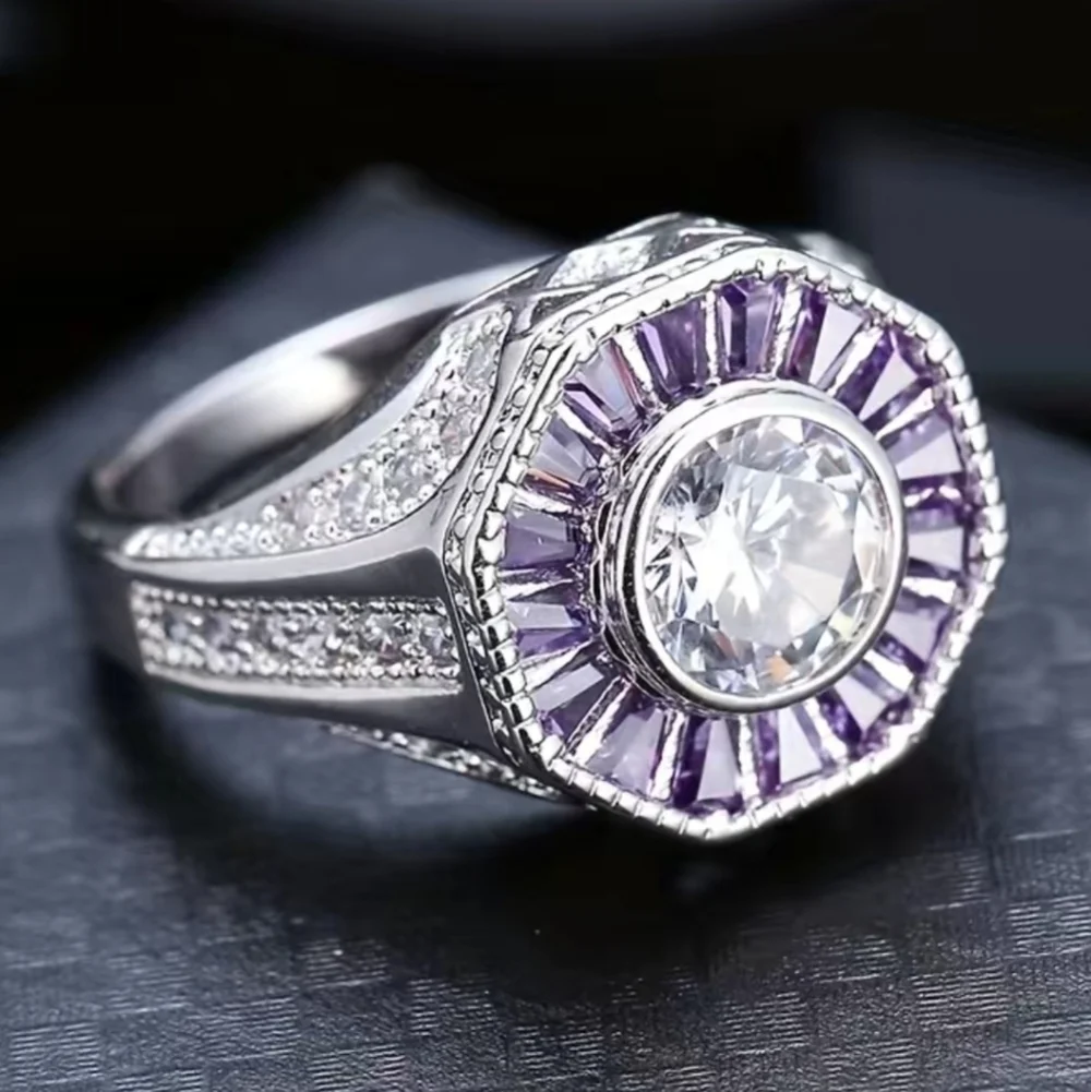 New stunning women's floral purple ring